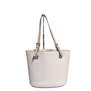 The Perfect Michael Kors White/Tan Leather Tote Shoulder Bag Purse